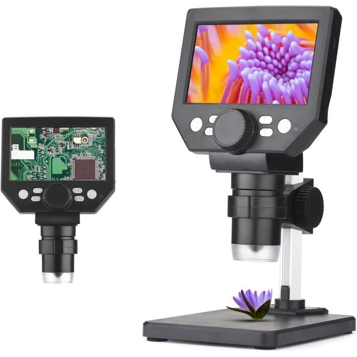 Microscope Numérique Hlieeosfcn - USB 4,3 Pouces 1000x Avec écran LCD Et Lumières LED