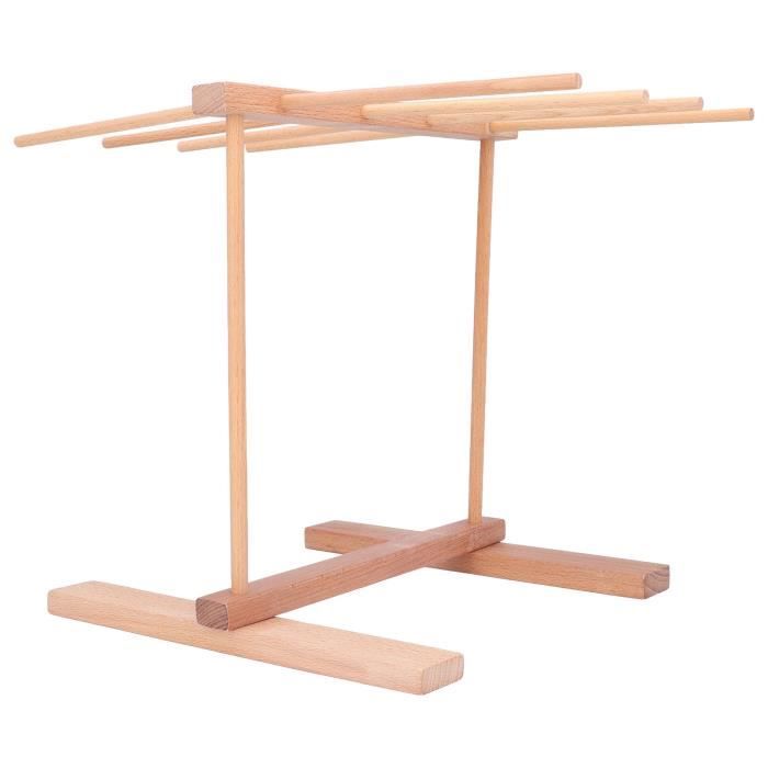 Séchoir à Pâtes En Bois - 9 Bras Amovibles 23 Cm - Socle Rotatif 360° - Pour Pâtes, Serviettes, Accessoires - 10