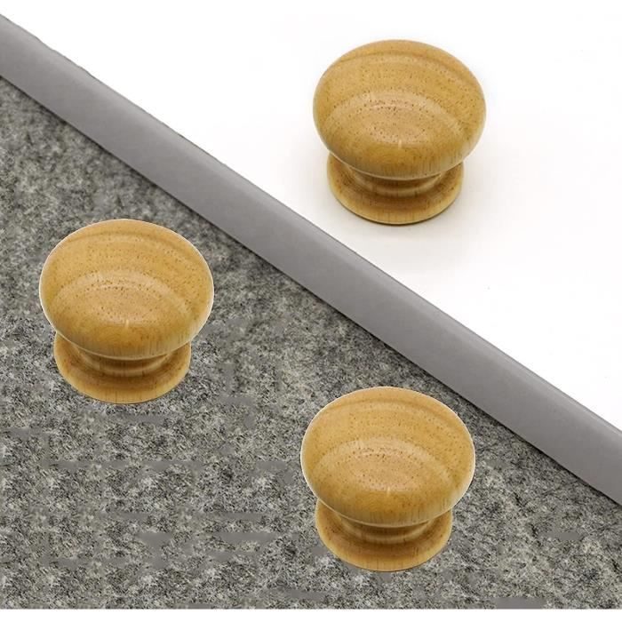 24mmx20mm Rond Bois Cabinet Porte Penderie Bouton Bois Tiroir Poignée