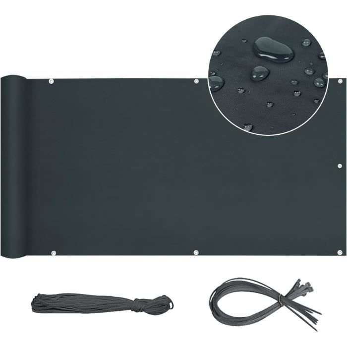 Brise-vue Balcon Sekey 90x500cm - Tissu Oxford Imperméable, Opaque, Résistant UV Avec Attaches