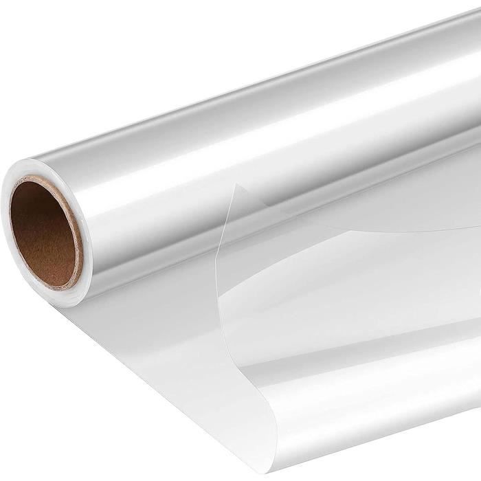 3 Mil Papier Emballage Transparent,86 CM X 30 M Papier Cadeau Transparent, Rouleau Plastique Transparent,Pour Fleurs, Emballage De Paniers-cadeaux, Emballages Cadeaux(Plié 43 Cm