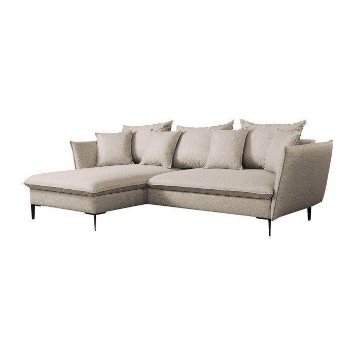 Canapé dangle convertible en tissu beige LAZARE - Angle gauche