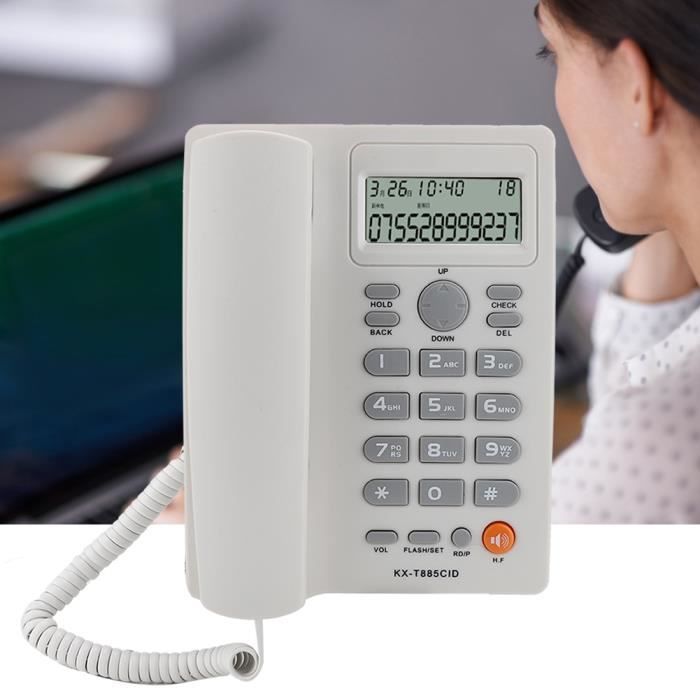 Téléphone Fixe Avec Haut-parleur, Identification De L'appelant Et Mise En Attente - Design Compact Blanc, Pour Maison Et Bureau - 7