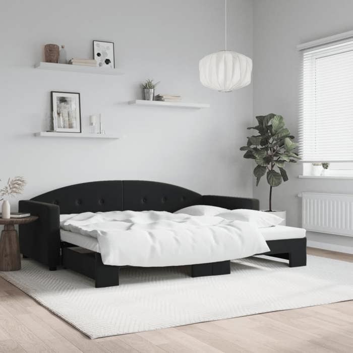 vidaXL Lit de jour avec lit gigogne noir 90x200 cm velours 3197305