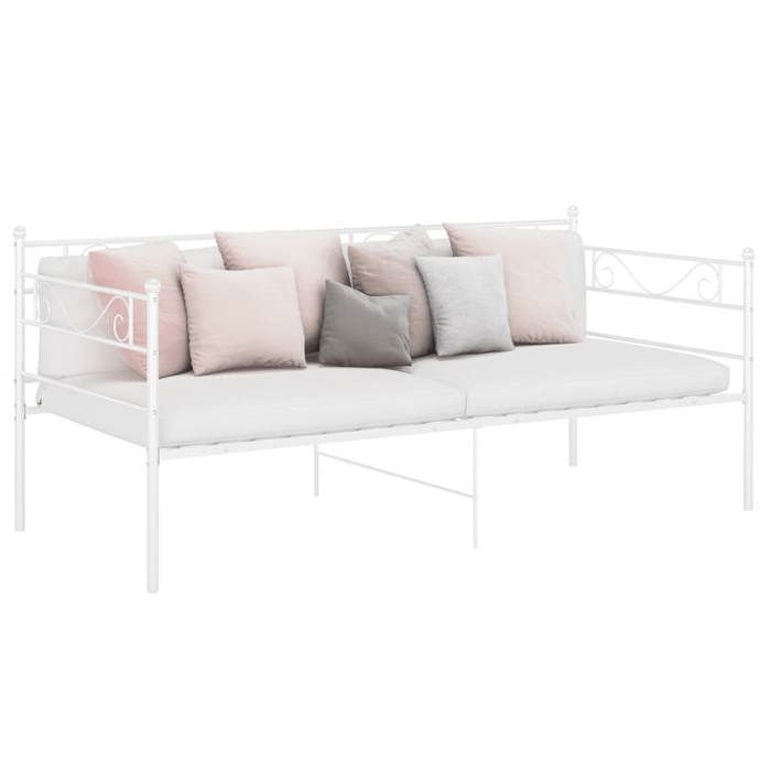 vidaXL Cadre de canapé-lit Blanc Métal 90x200 cm Blanc métal enduit de poudre