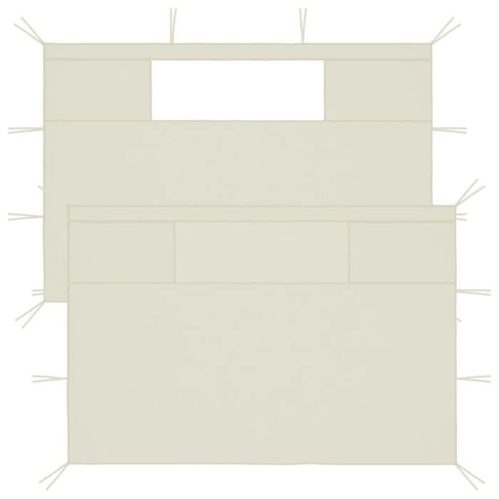 Parois latérales de belvédère vidaXL Crème 2 pcs Avec fenêtres Installation facile