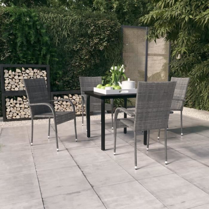 Ensemble à manger de jardin vidaXL 5 pcs PVC - vue 4