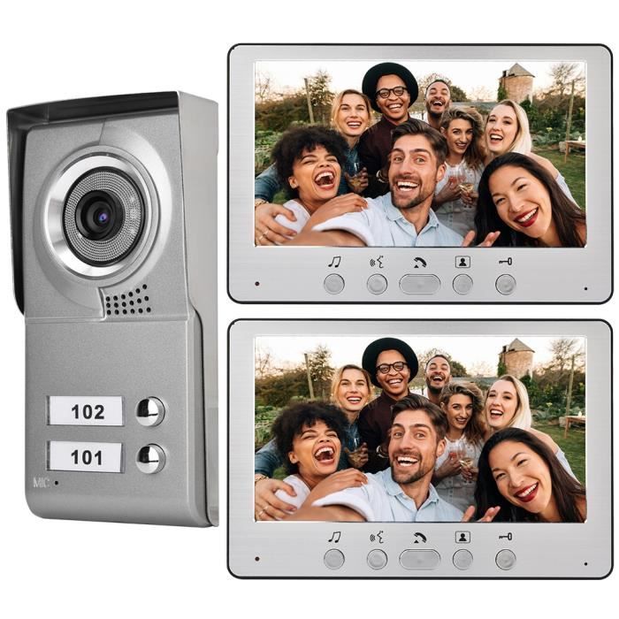 Zerone système dinterphone 7 pouces appartement 2 unités filaire visiophone interphone à entrée visuelle système 110-240V