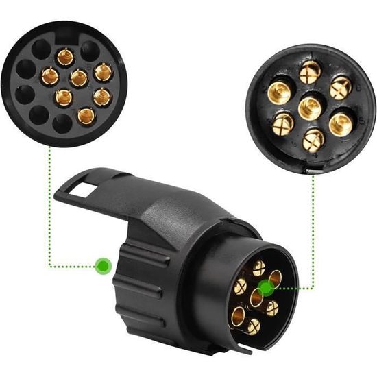 Adaptateur Remorque 13 à 7 Broches 12V - Connexion Voiture/Caravane/Chariot | Installation Facile Sans Outils