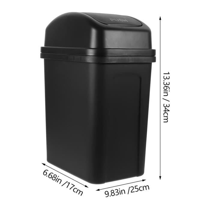 Petite Poubelle En Plastique Noir – 23x18x29 Cm, 8,2 L, Design Minimaliste, Bord Amovible