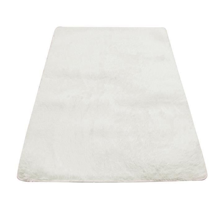 LIJIAO Tapis Chambre Shaggy 135 X 230 Cm Antidérapant, Extra Large, Moelleux Et Moderne Tapis Salon Super Doux Pour Chambre à Coucher, Blanc