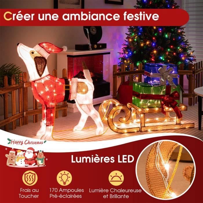 Soldat Casse-Noisette Lumineux 170 Cm COSTWAY - 110 LED, Décoration Noël Intérieur/Extérieur, Avec Piquets