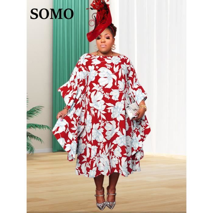 SOMO Robe maxi elegante a manches courtes pour femmes vetements grande taille tenues d anniversaire africaines 1.5mmx16846m Blanc Cdiscount Pret a Porter