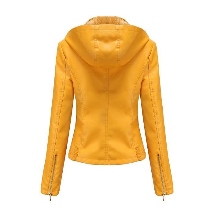 Veste simili cuir jaune clearance