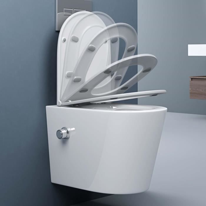 Cuvette wc suspendu pour handicapés en céramique blanche - Caesaroo