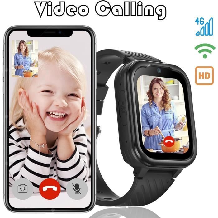 Montre Connectée Enfants 4G GPS 1G+8 G Montre WiFi Appel Vidéo SOS