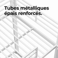 Lit Superposé Enfants En Bois - 90x200 Cm - Avec Échelle, Garde-corps Et Porte - Blanc - Pour 2 Enfants