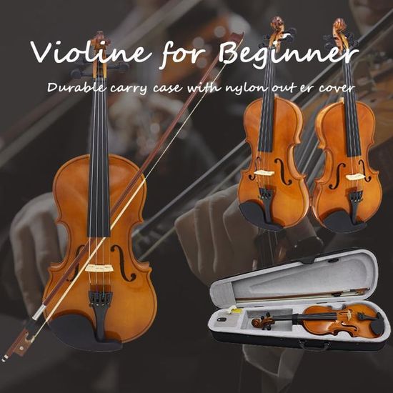 Violon 4/4 pleine taille pour débutants, bois de tilleul, instruments à cordes de musique avec