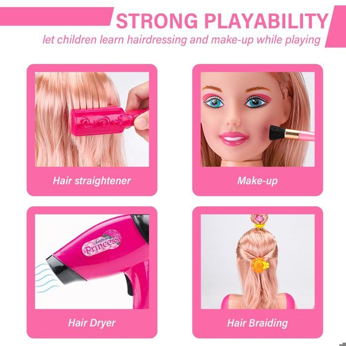 Tête à Coiffer Lumineuse Pour Enfants - Jouet Créatif Maquillage Et Coiffure