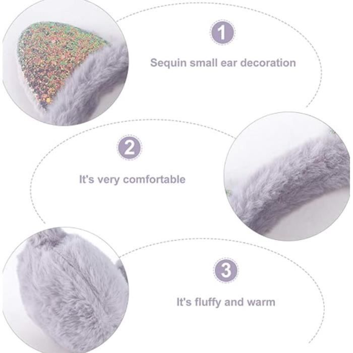 Cache-Oreilles Chat Mignon Hiver - Protection Chaude Enfants 3-8 Ans - Rose/Blanc/Noir