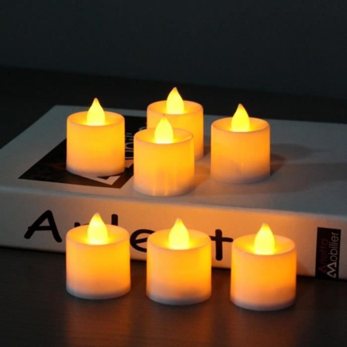 Eywamage Lot de 10 bougies chauffe-plat blanches sans flamme avec contrôle  à distance, scintillement de batterie LED : : Cuisine et Maison