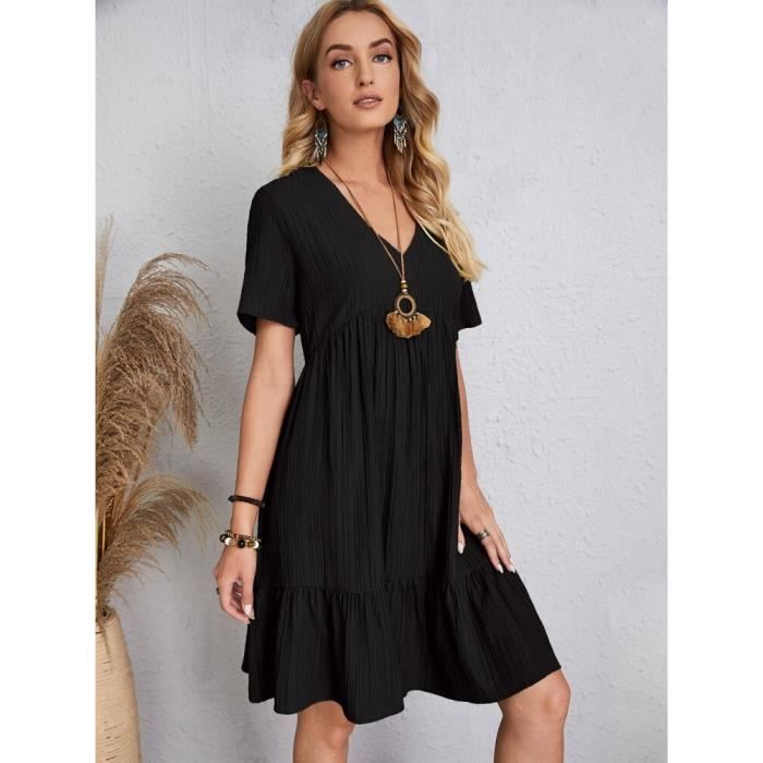 Robe noire manche courte hotsell