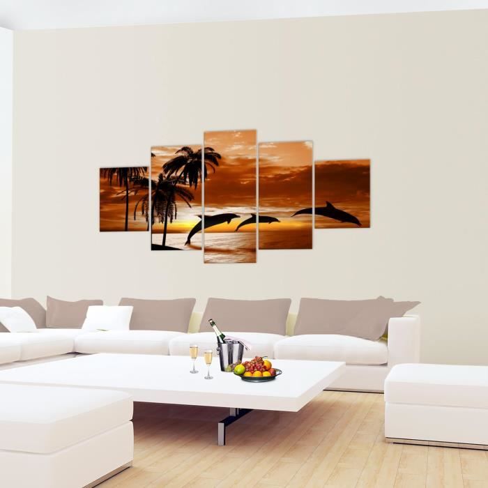 Peinture Sur Vitrail De Dauphins Décoration Murale Nautique En Forme De Vague Art Du Verre