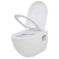 HOT Garden2553 WC suspendu, Toilette portable Pack WC WC Cuvette en céramique, Blanc Discount-3