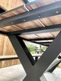 Table de jardin avec bancs VANCOUVER (150x164 cm) en aluminium et HPL effet bois - GRIS ANTHRACITE-3