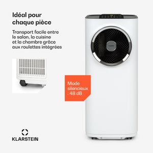 Climatiseur Mobile Klarstein 5 En 1 - 12000 BTU, Silencieux, Déshumidificateur | Mode Nuit, Télécommande