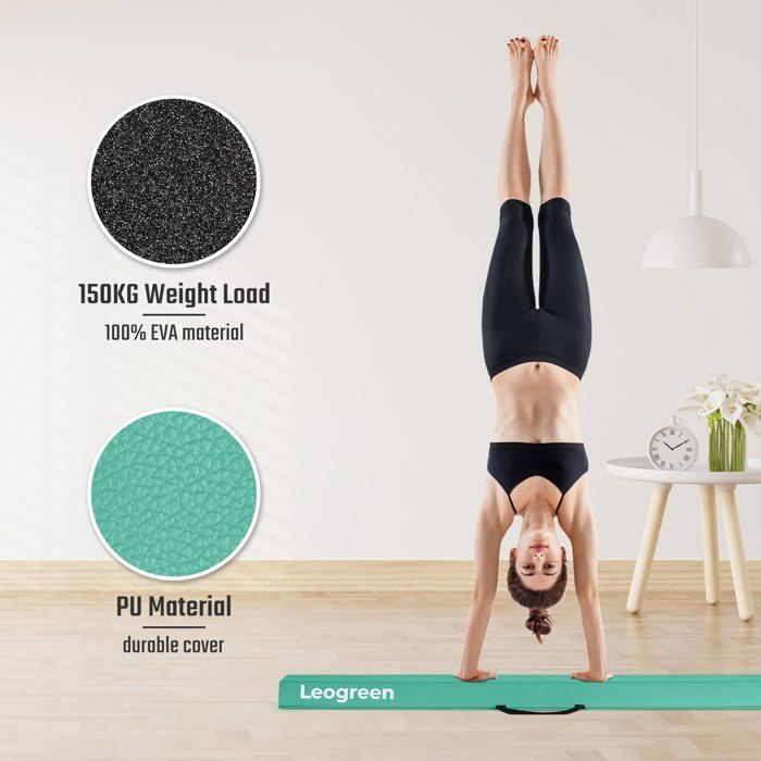 Leogreen Poutre Gymnastique Pliable 240/270cm En Cuir PU - Équipement Équilibre Pour Enfants Et Pros