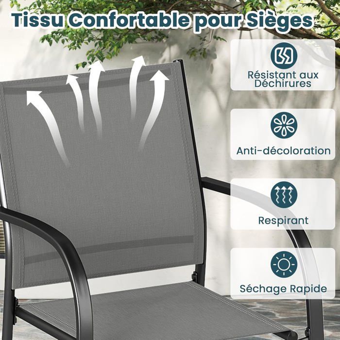 COSTWAY Lot De 2 Chaises Jardin Pliantes Extérieur - Fauteuil Confortable 150kg Bleu