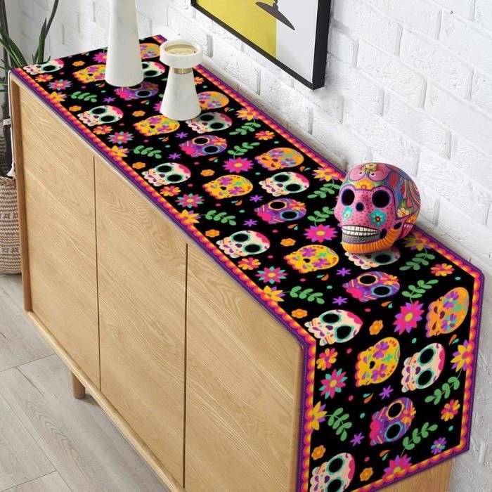 El Dia de Los Muertos Kit de décoration classique avec tête de mort en céramique peinte à la main de 11,4 cm Tout ce dont vous avez besoin pour installer votre Ofrenda
