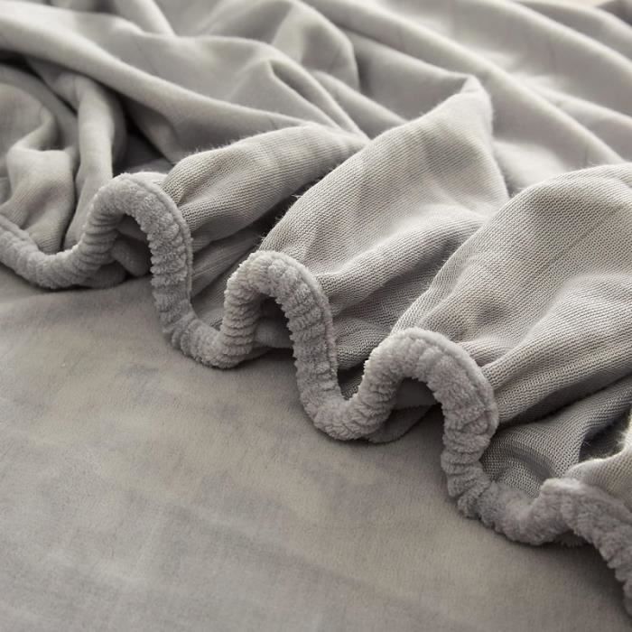 Drap-housse peluche laine 90 x 200 cm, gris, polaire, flanelle