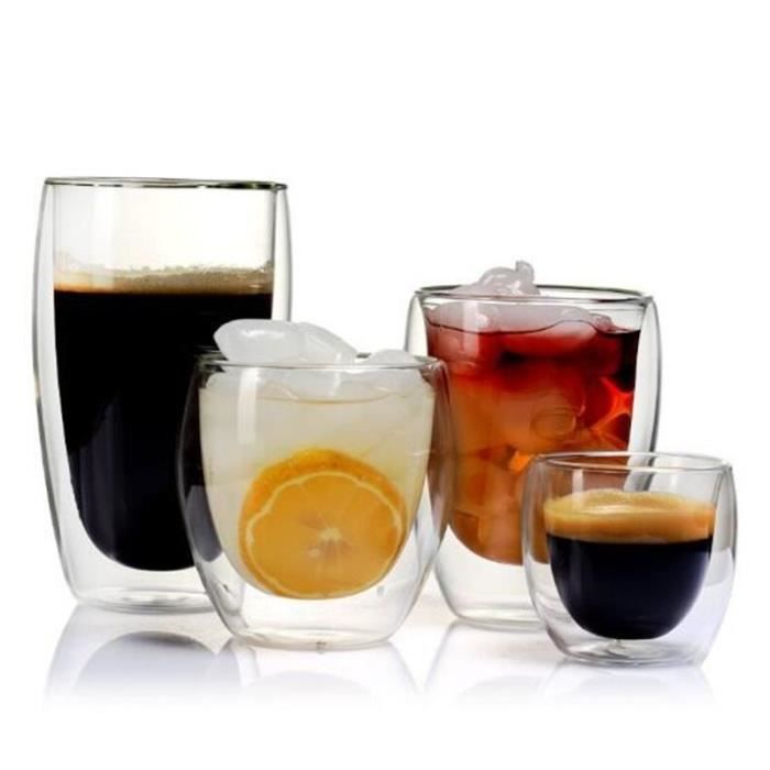 Mug en verre double paroi Isolation claire Tasse à boire résistante à la  chaleur pour café au lait expresso (350 ml) - Cdiscount Maison