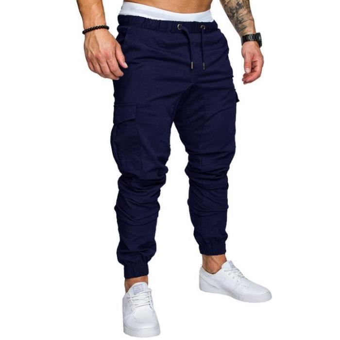Pantalon de Travail Cargo pour Homme Ete Long Pantalon avec Multi Poche Cargo Pantalon Cordon Noir HBSTOER Noir Cdiscount Sport