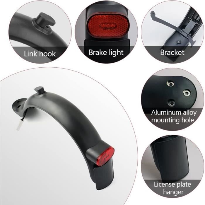 Kit Garde-boue Arrière Pour Trottinette Xiaomi M365 - Avec Feu Arrière Et Support - Noir