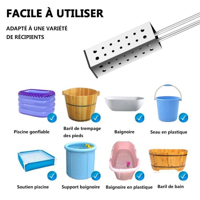 Chauffe-Piscine Thermoplongeur 2500W – Minuterie 6V, Chauffage Rapide Eau Piscine Gonflable & Baignoire