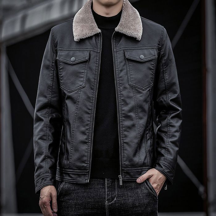 Manteau Moto En Cuir D'Agneau Véritable - Noir - Abez Fashion - Neuf Avec étiquettes - Taille S à 4XL