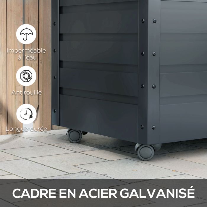 Beliani Coffre De Rangement Extérieur 100 X 62 Cm 300 Litres En Acier Galvanis M 1240683
