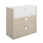 KNEIPP Commode enfant 3 tiroirs - DINA - Blanc/chêne - L80 x P43 x H81 cm