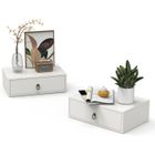 ALIGHTUP Tables de Chevet Suspendu Suspendues Lot de 2 Tables de Nuit Murale 1 Tiroir pour Chambre Salon, 46 x 30 x 14,5cm, Blanc