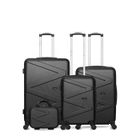 Set de 4 Valises - WAVE PARIS - Amazone - Noir - ABS - 4 Roulettes 360°