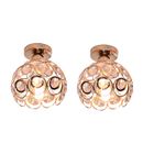 WOTTES UNI Lampe de Plafond 20cm Or 2PCS Plafonnier Cage en Cristal Fer Luminaire Personnalité pour Chambre Couloir Salon