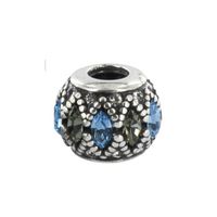 Baci Belli - Perle cristal de Swarovski bleu gris et argent 925-1000 rhodié