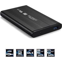 Boîtier Disque Dur Externe - Noir - USB 3.0 - 2.5 pouces - Anti-choc - Plug and Play