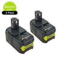 LiBatter Batterie 2pcs P108 18V 6.0Ah packs de Batteries de Remplacement Lithium-ion 2 pièces compatible Ryobi One