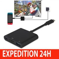 Adaptateur HDMI 4K 1080 pour Switch, 3 en 1 Multiport USB 3.0 PD Chargeur TV Dock, USB Type C Convertisseur Cȃble pour Switch/Série