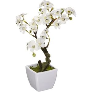 FLEUR ARTIFICIELLE Atmosphera - Plante artificielle Cerisier en pot H 26 cm Blanc
