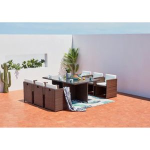 Ensemble table et chaise de jardin Salon de jardin encastrable - 6 personnes - MIAMI 